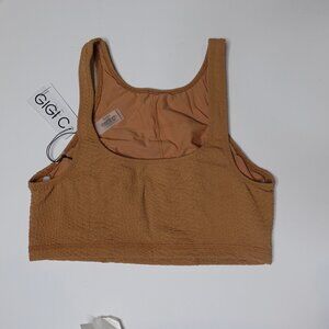 GIGI C devon Crop Top in Camel Tank Top Active Wear Gym Women's size Large